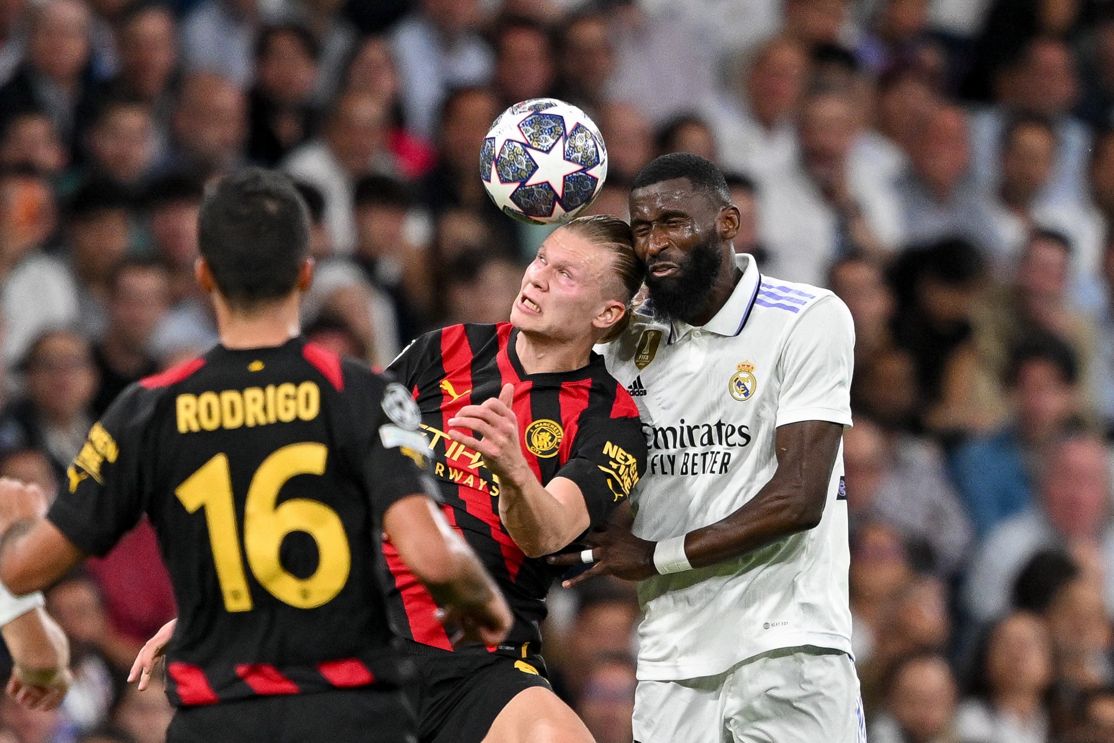 Erling Haaland deñ Manchester City y Antonio Ruediger del Real Madrid.