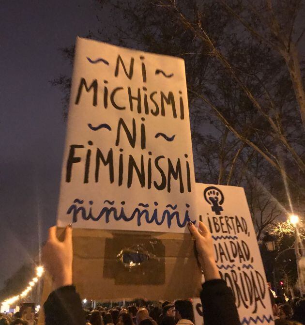 Pancarta en la marcha celebrada en Madrid.