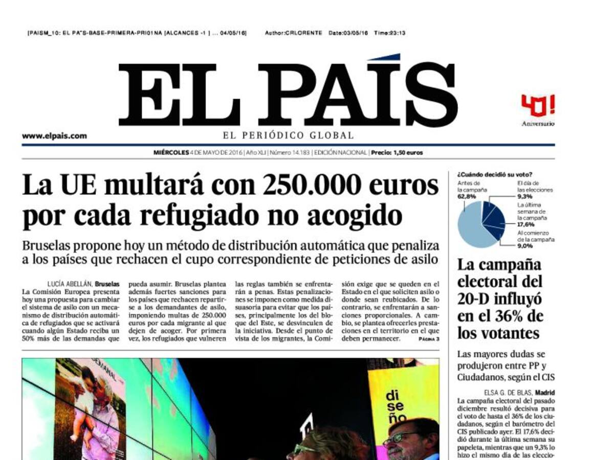Portadas periódicos 4 de mayo de 2016