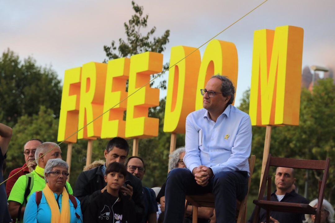 El presidente de la Generalitat, Quim Torra, este lunes en Montserrat.