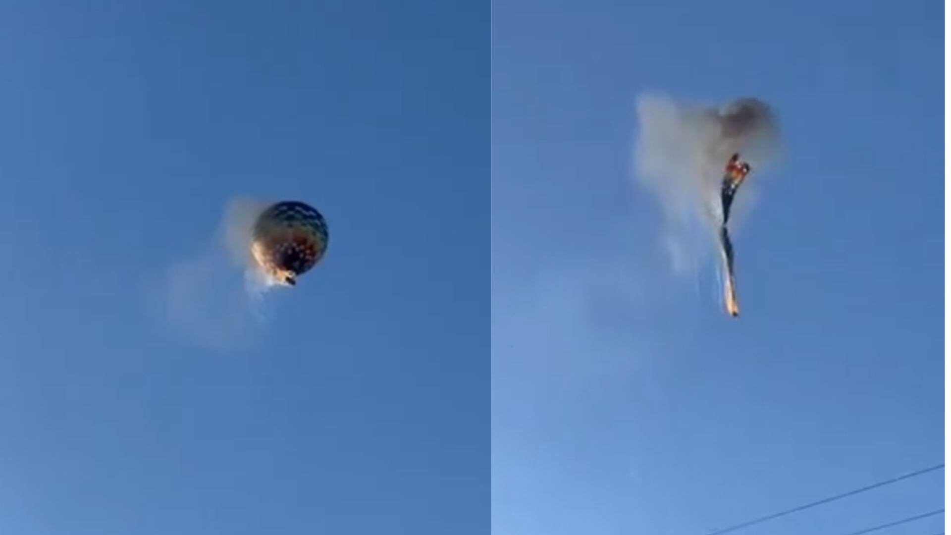 El accidente en globo aerostático de este sábado en Praia Grande, Brasil. Redes sociales.