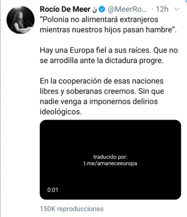 La diputada de Vox comparte un vídeo de una organización neonazi de Polonia.