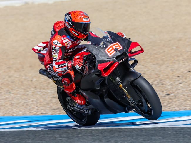 Marc Márquez durante la sesión oficial de este lunes en el Circuito de Jerez