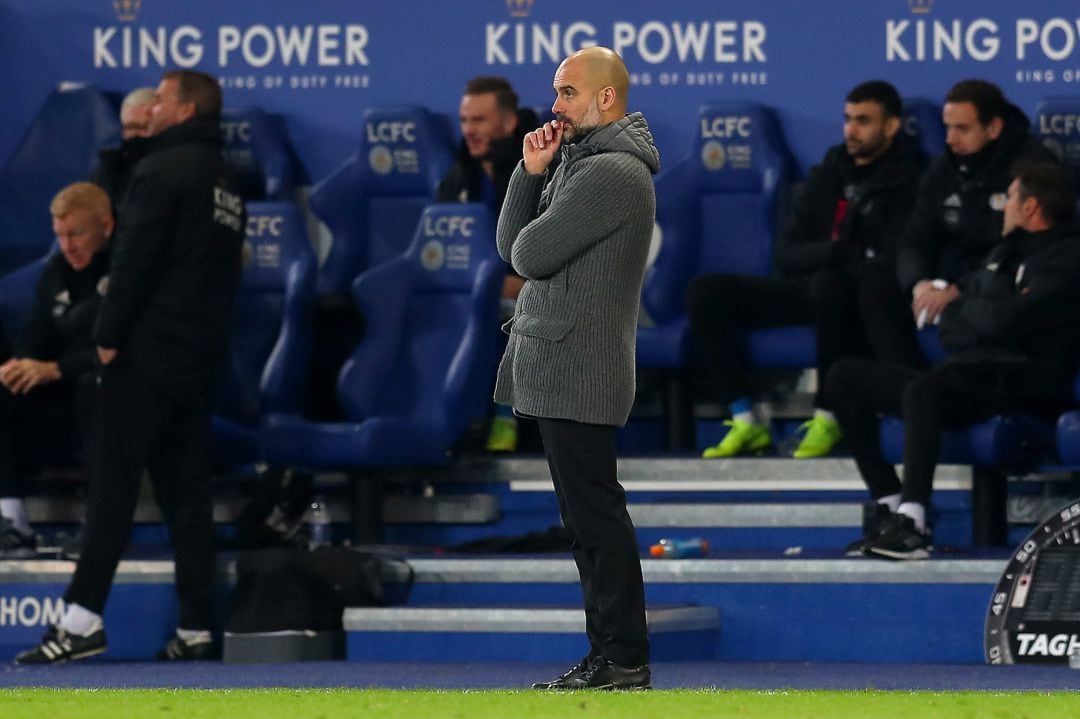 Guardiola, durante el partido contra el Leicester City.