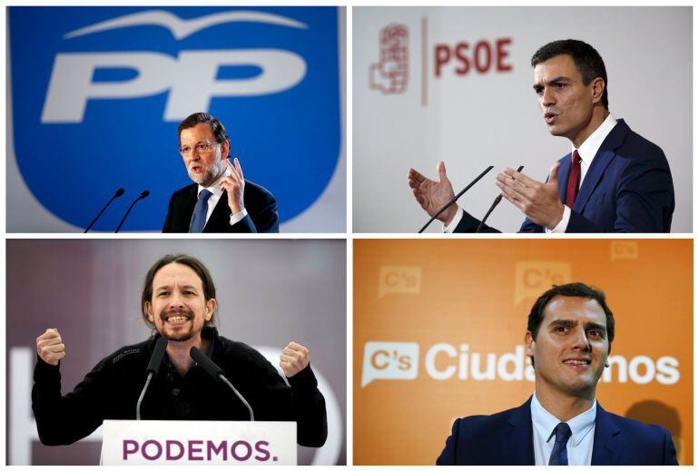 Los candidatos de PP, PSOE, Podemos y Ciudadanos.