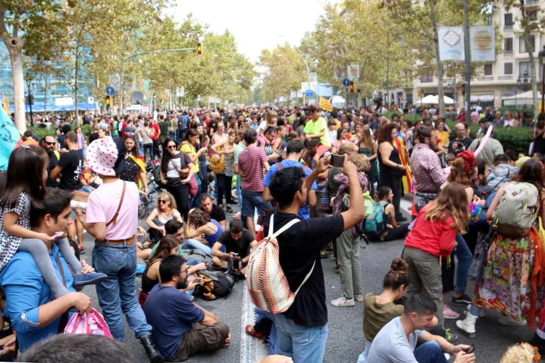 Concentración en Barcelona el 3 de octubre de 2017, la fecha del anterior &quot;paro de país&quot;