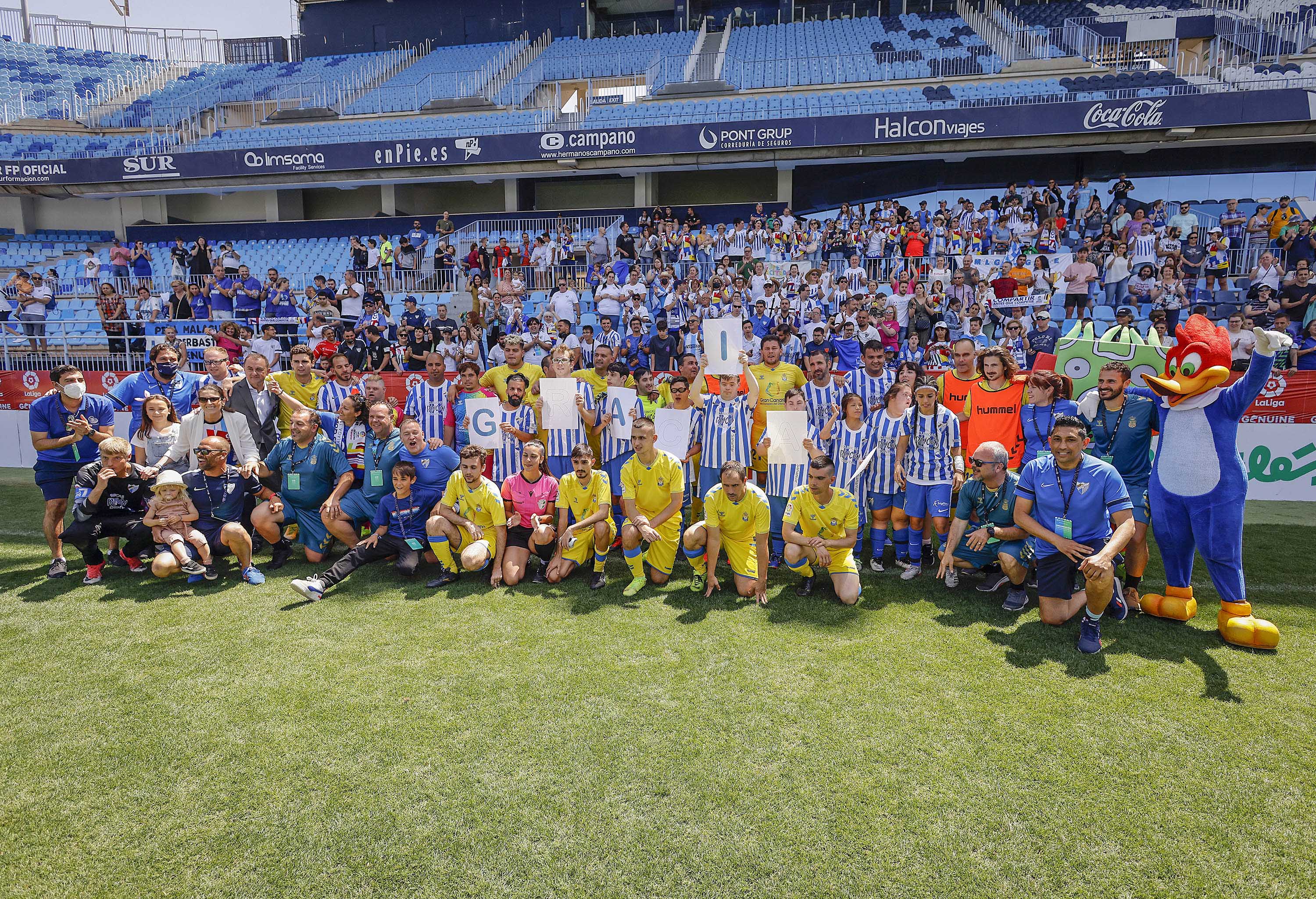 La segunda fase de la Liga Genuine se celebró en el estadio de La Rosaleda de Málaga