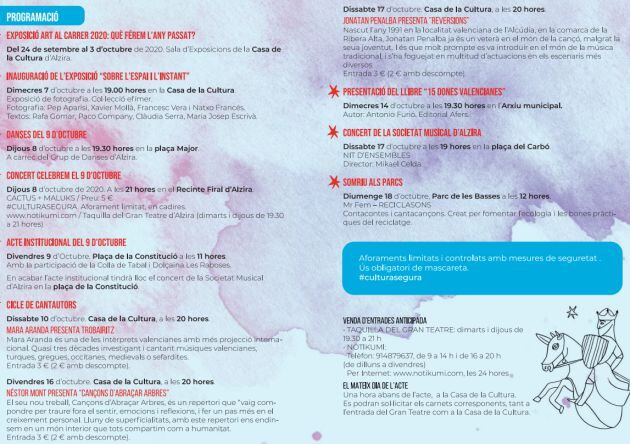 Programación de las actividades del 9 d&#039;Octubre de Alzira