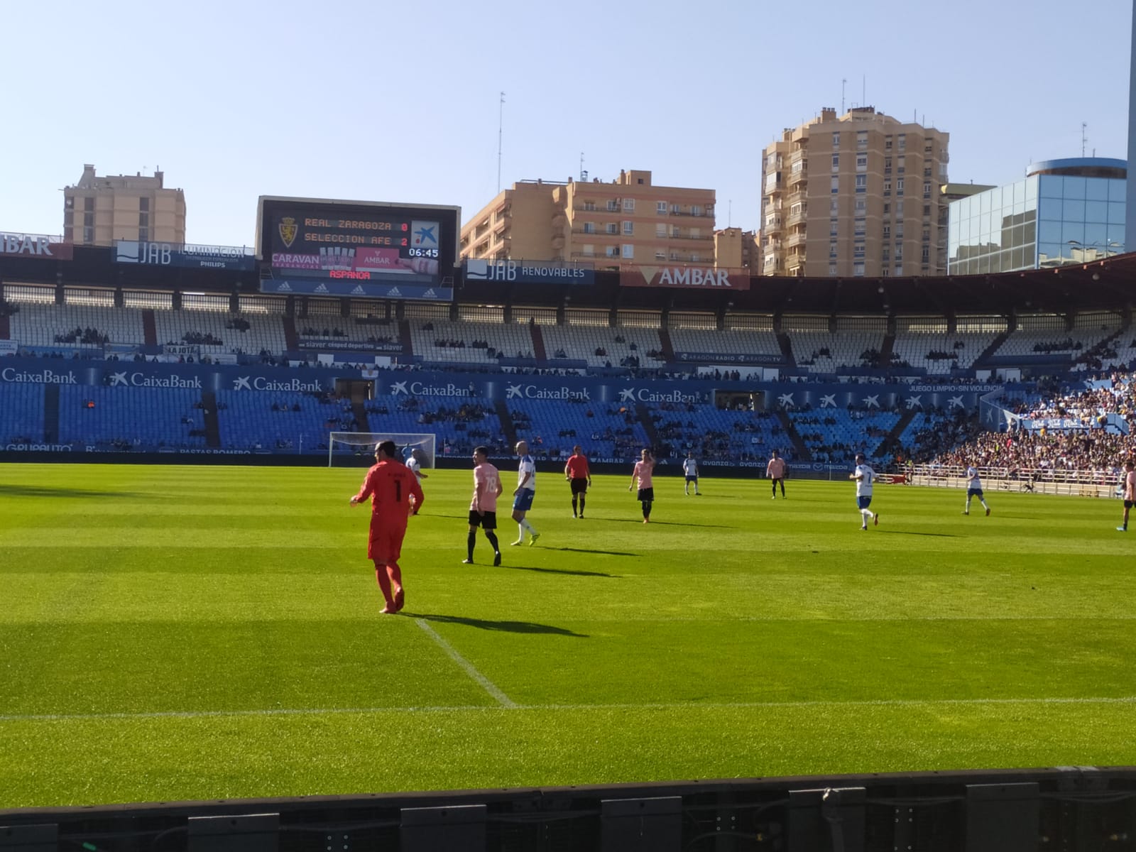 Momento del encuentro que enfrentó a los veteranos del Real Zaragoza y el equipo AFE