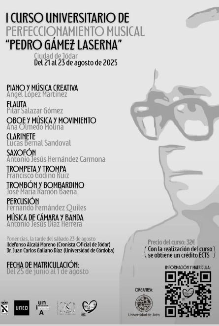 Cartel anunciador del Curso de Perfeccionamiento Musical 'Pedro Gámez Laserna' en Jódar