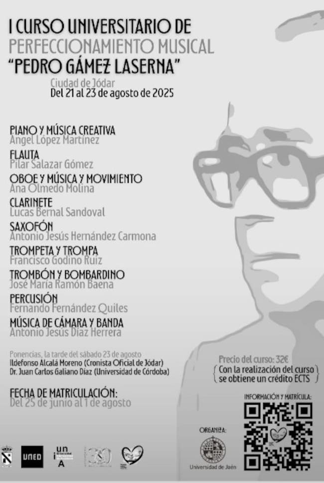 Cartel anunciador del Curso de Perfeccionamiento Musical 'Pedro Gámez Laserna' en Jódar