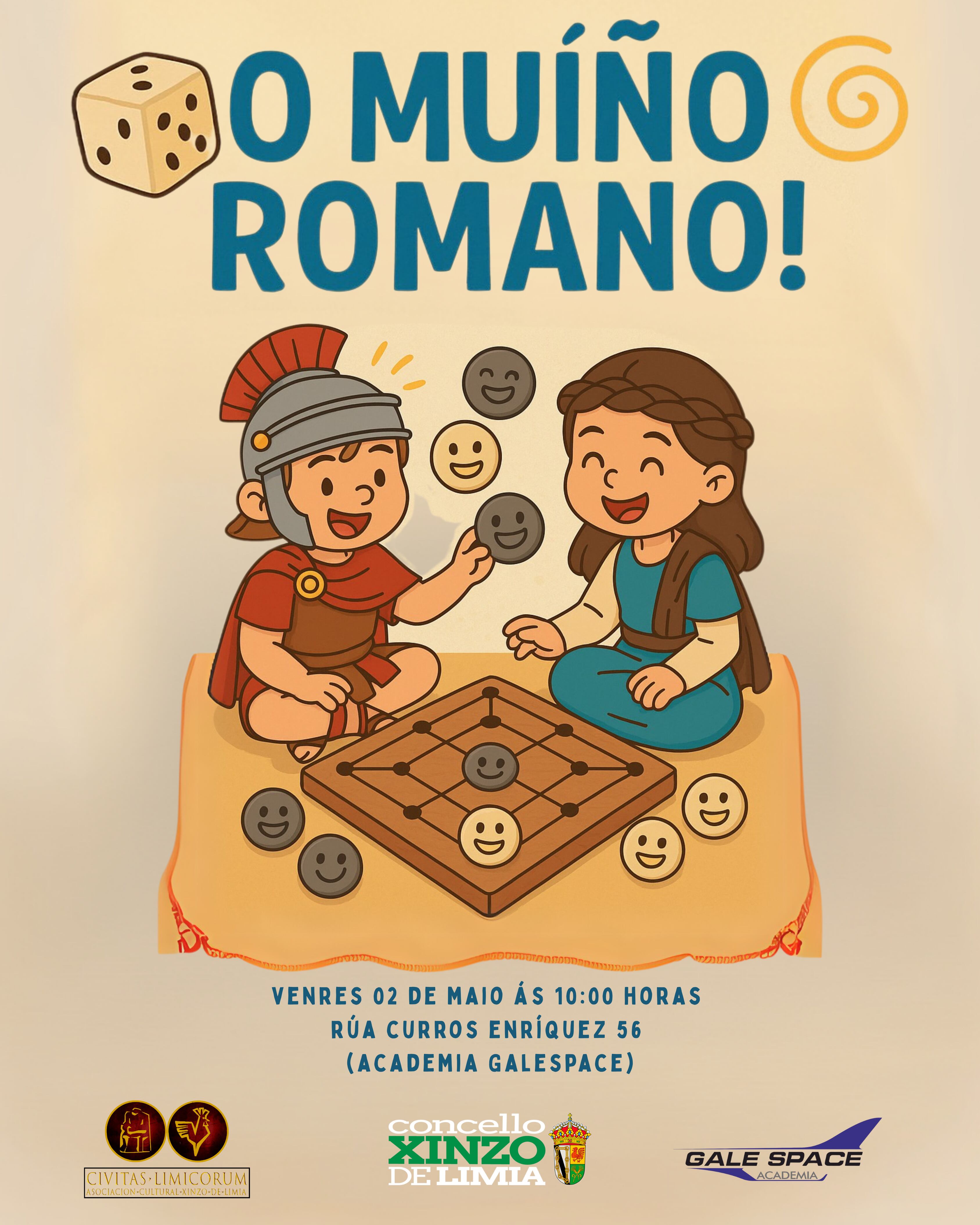 Cartel da actividade do xogo romano do muíño en Xinzo