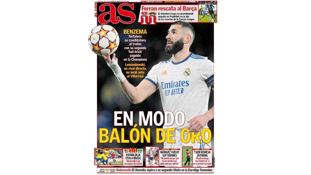 Portada del AS con el título de &quot;En modo Balón de Oro&quot;