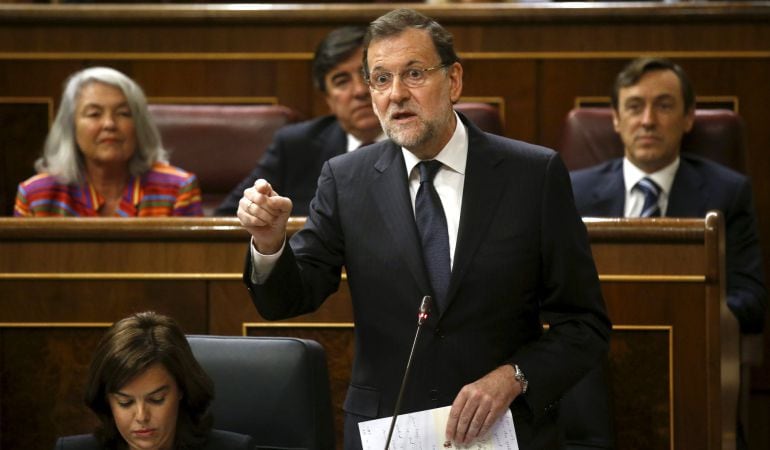 El presidente del Gobierno, Mariano Rajoy, durante la última sesión de control.