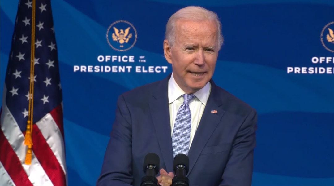 Fotograma de Joe Biden, durante el mensaje en el que se ha dirigido a la nación tras el asalto al Capitolio de Washington.