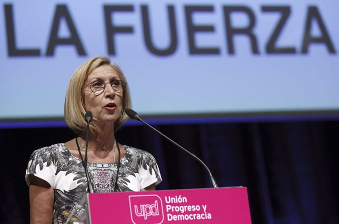 La líder de UPyD, Rosa Díez, durante su intervención en el segundo congreso nacional de Unión, Progreso y Democracia