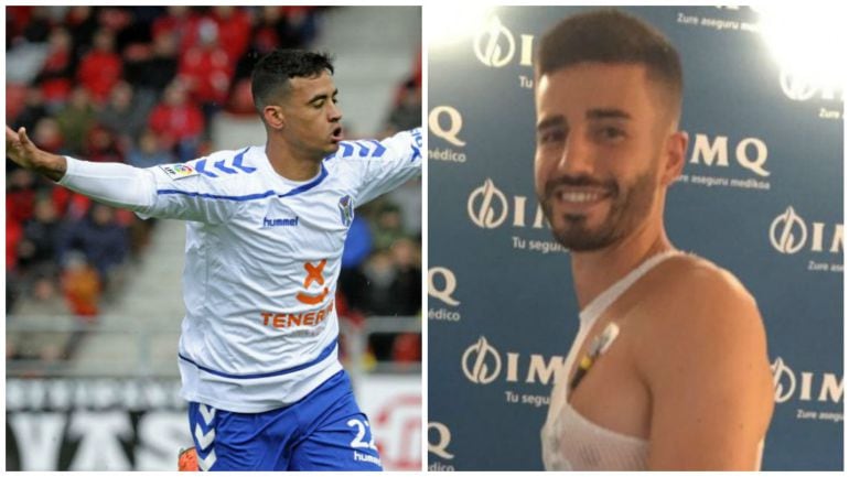 Nano, con la camiseta del Tenerife; y Fran Rico, pasando el reconocimiento médico con el Eibar