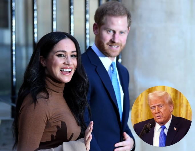 Meghan Markle y Harry, con Trump. (montaje)