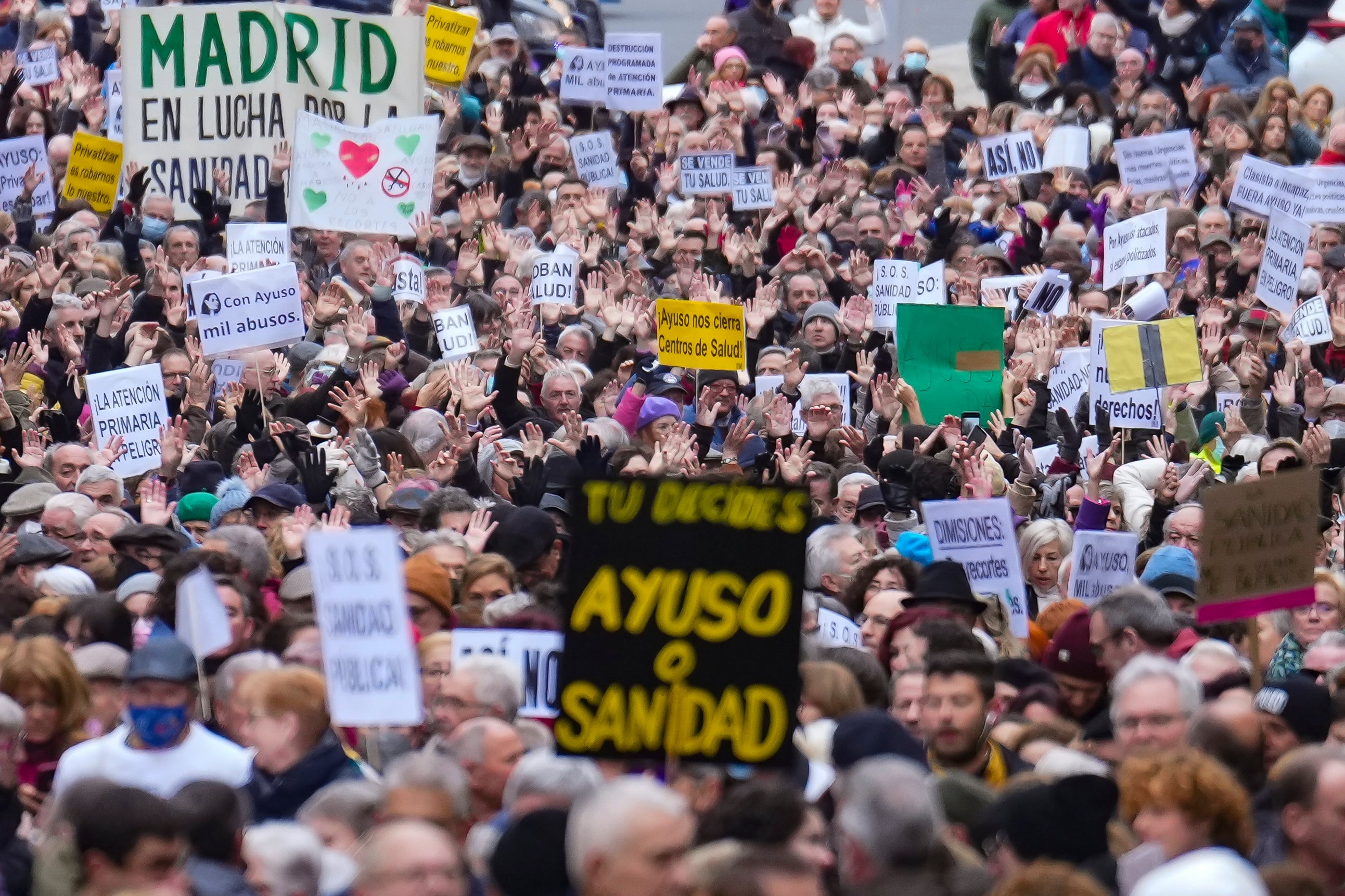 Manifestación de la Marea Blanca en Madrid en defensa de la sanidad pública