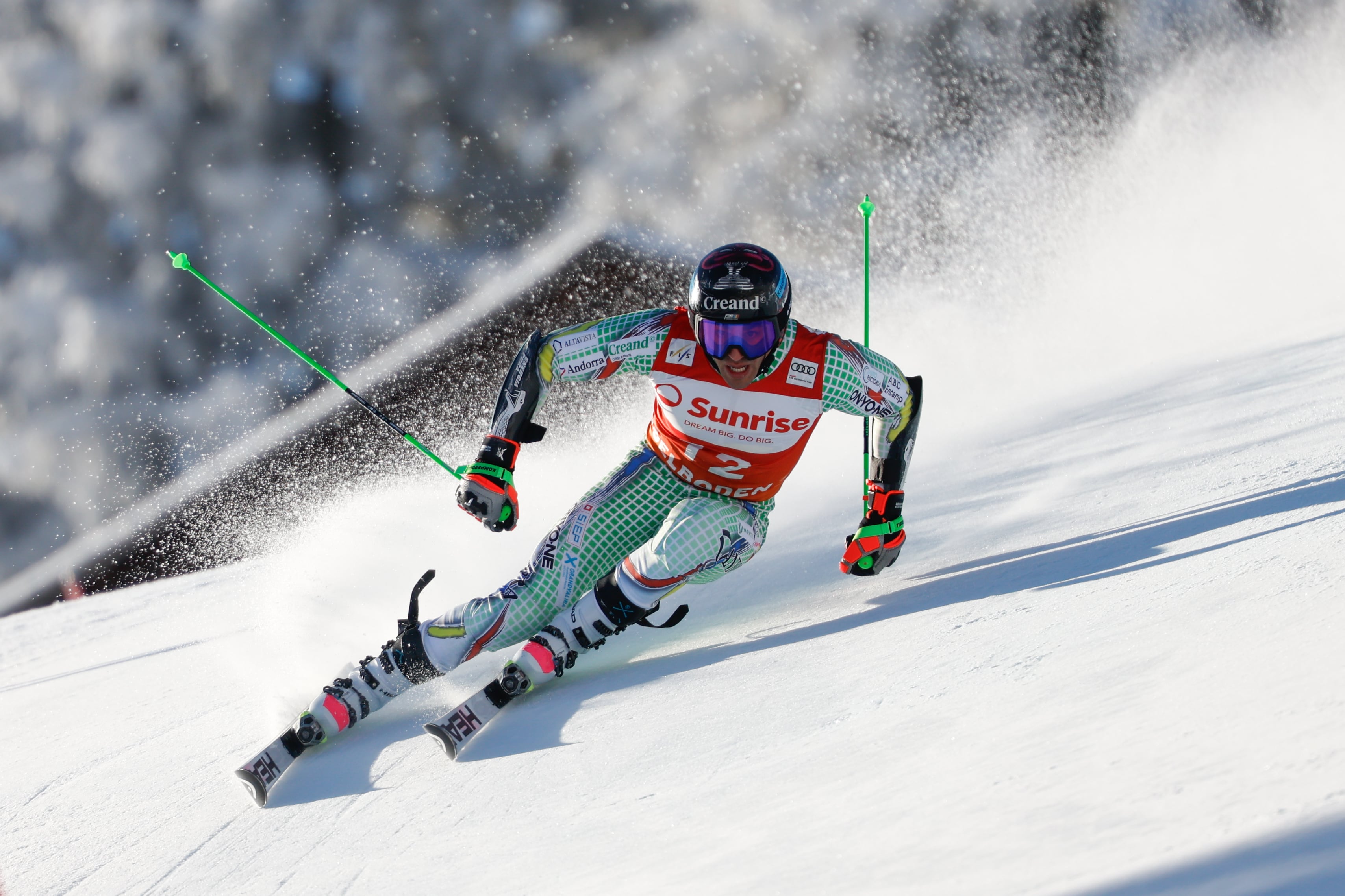 Joan Verdú a la primera mànega de la prova de Copa del Món de gegant a Adelboden.