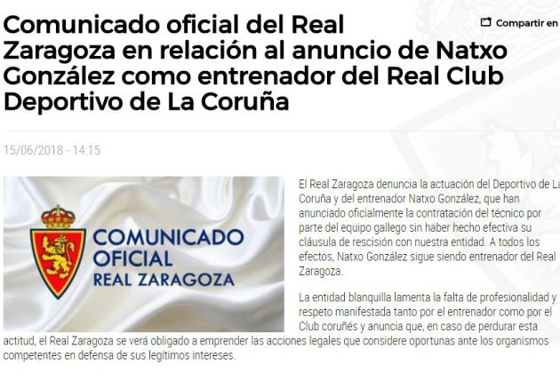 Comunicado Oficial del Real Zaragoza