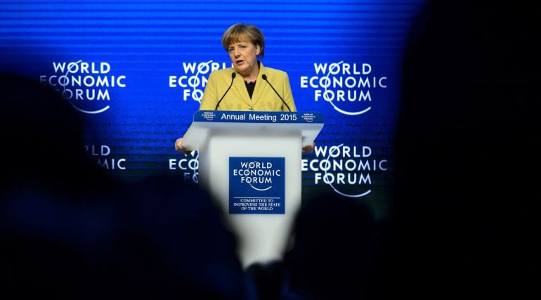 Angela Merkel, en el Foro Económico Mundial de Davos AFP PHOTO / FABRICE COFFRINI