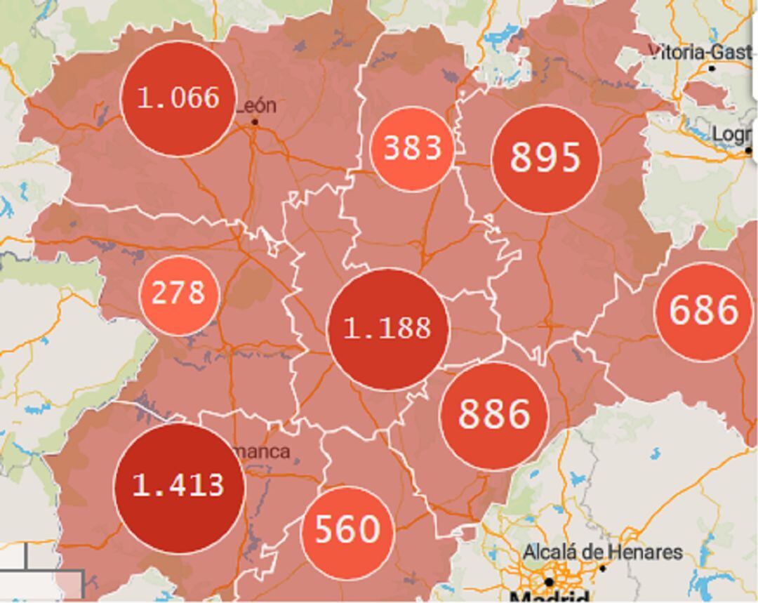 Casos confirmados por coronavirus en Segovia a 2 de abril de 2020