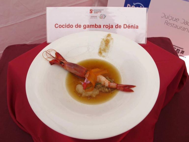 Cocido de gamba roja de Dénia, de Álvaro Abad, plato ganador del V Concurso Internacional de Cocina Creativa de Gamba Roja de Dénia. 