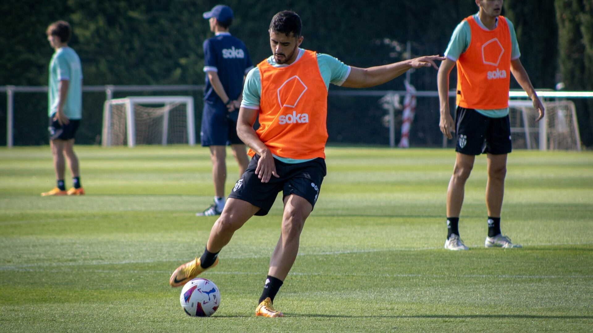 Rubén Pulido durante un entrenamiento con la SD Huesca
