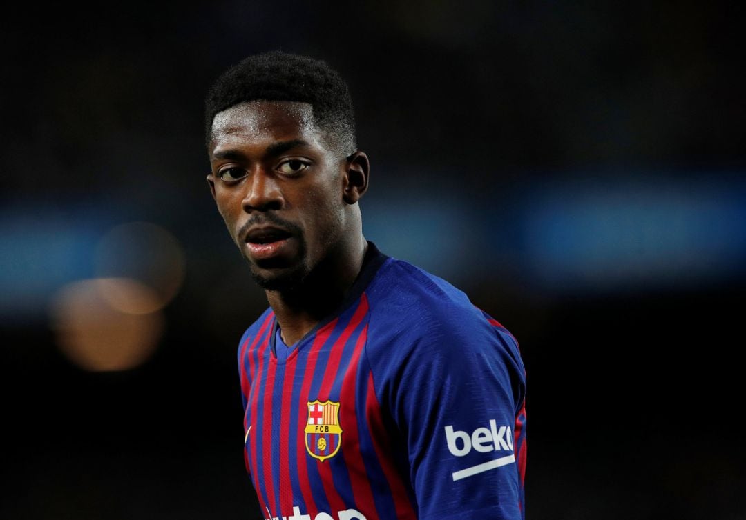 Ousmane Dembélé durante el encuentro entre el FC Barcelona y el Villareal.