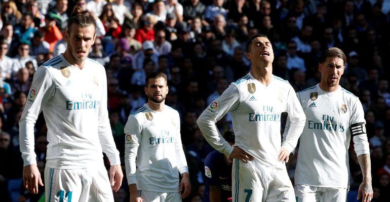 Cristiano, Ramos, Bale y Nacho, durante el partido ante el Barcelona