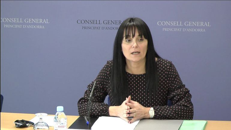 La Subsíndica Mònica Bonell en la roda de premsa d'aquest migdia per presentar els darrers acords de la Junta de presidents.