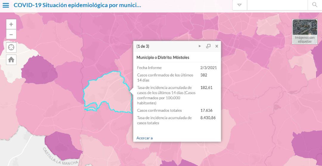 Situación epidemiológica en Móstoles a 2 de marzo de 2021