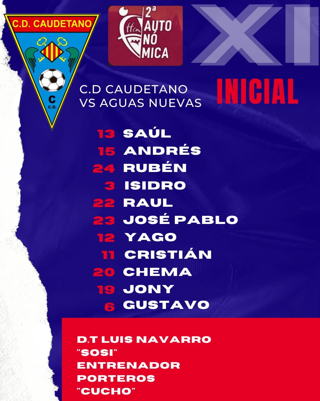 Alineación del partido