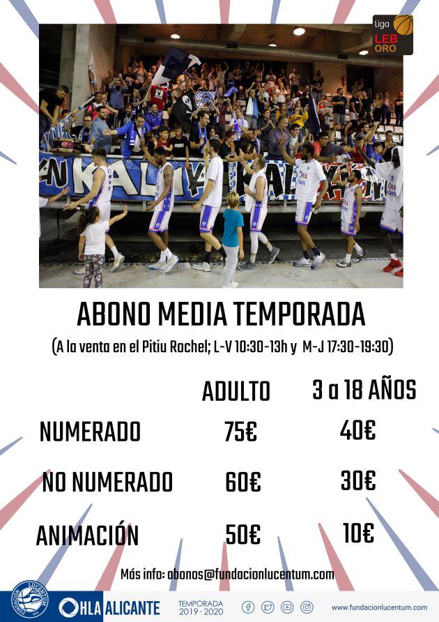 Precios del abono de media temporada