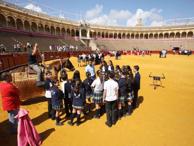 Imagen de archivo del ruedo de la Maestranza durante una de las jornadas para escolares