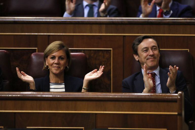 María Dolores de Cospedal, en su escaño en el Congreso.
