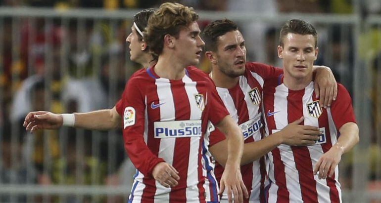 Los jugadores del Atlético celebran un gol en Arabia Saudí