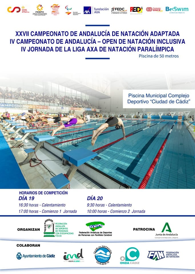 Cartel anunciador del Campeonato de Andalucía de natación adaptada.