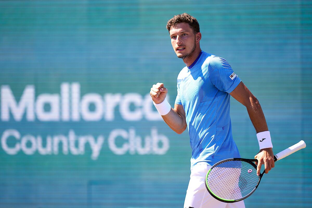 CALVIA, SPAIN - JUNE 25: Pablo Carreno Busta of Spain ATP Mallorca Championships 2021 at Country Club de Santa Ponça on June 25, 2021 in Calvia, Spain. (Photo by Manuel Queimadelos/Quality Sport Images)