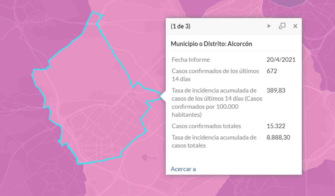 Situación epidemiológica en Alcorcón a 20 de abril de 2021