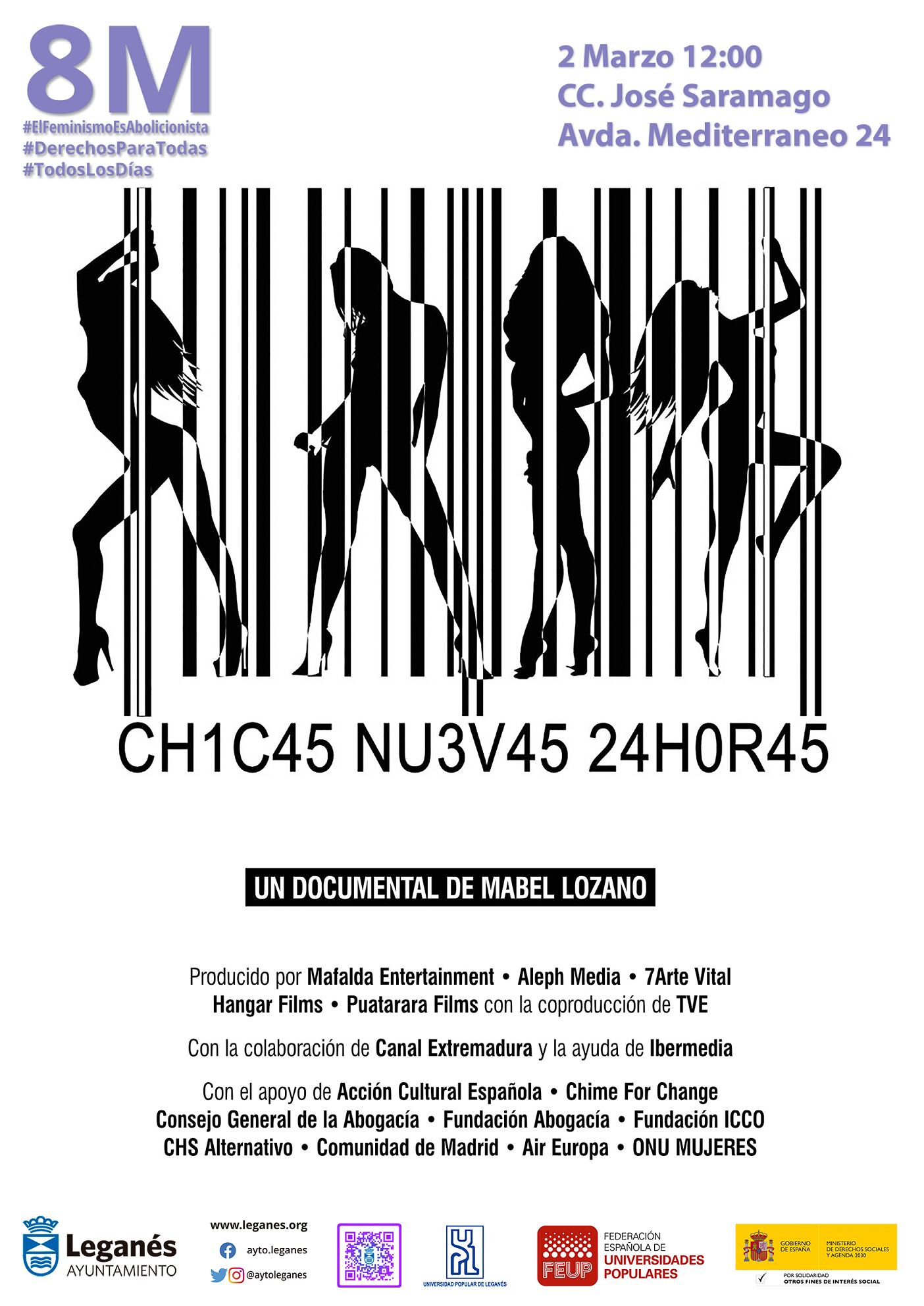 Cartel de la proyección del documental &#039;Chicas nuevas 24 horas&#039; de Mabel Lozano