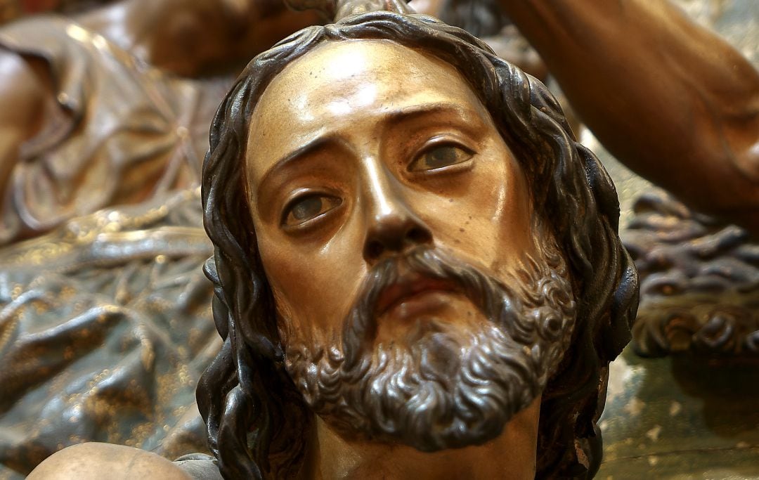 Detalle de la imagen de Jesús en el retablo de San Juan Bautista de la Anunciación