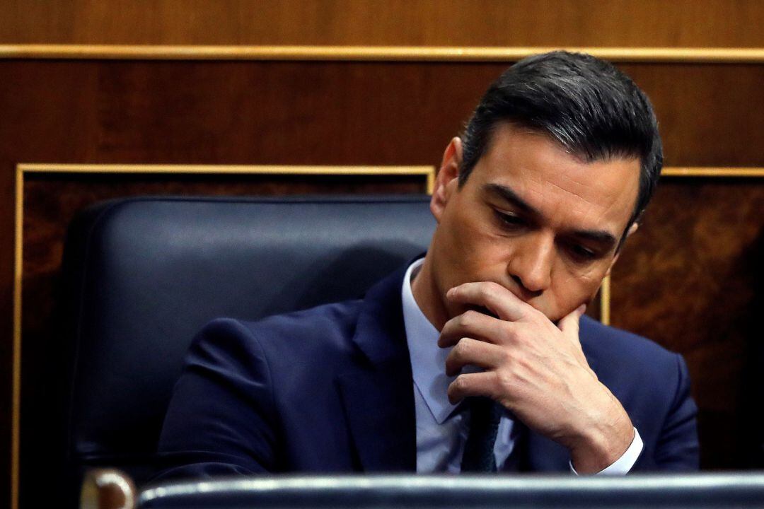 El candidato a la Presidencia del Gobierno, Pedro Sánchez, durante la segunda jornada del debate de su investidura.