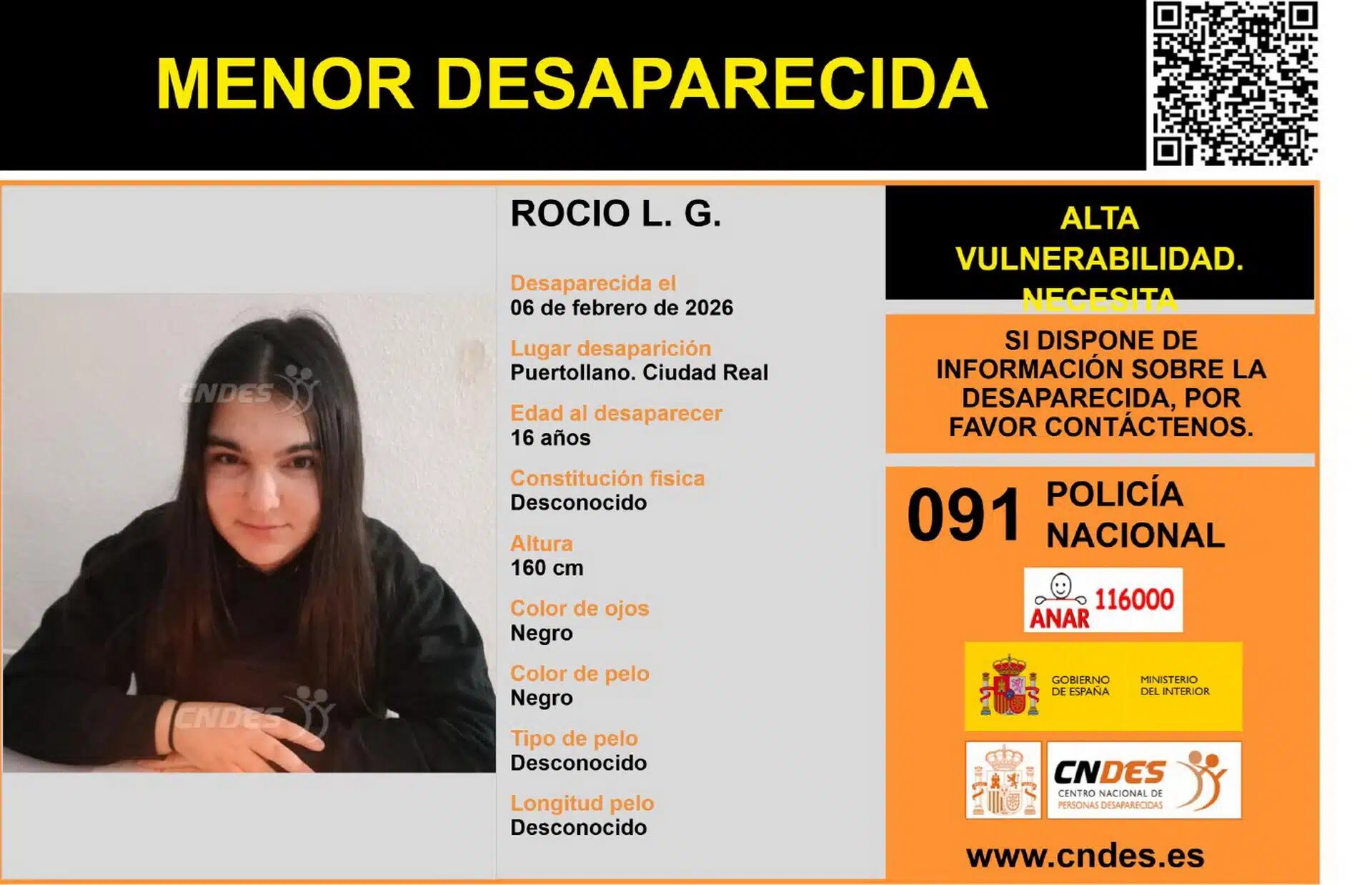 Menor desaparecida en Puertollano