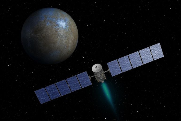 Recreación de la aproximación de la sonda espacial Dawn de la NASA al planeta enano Ceres