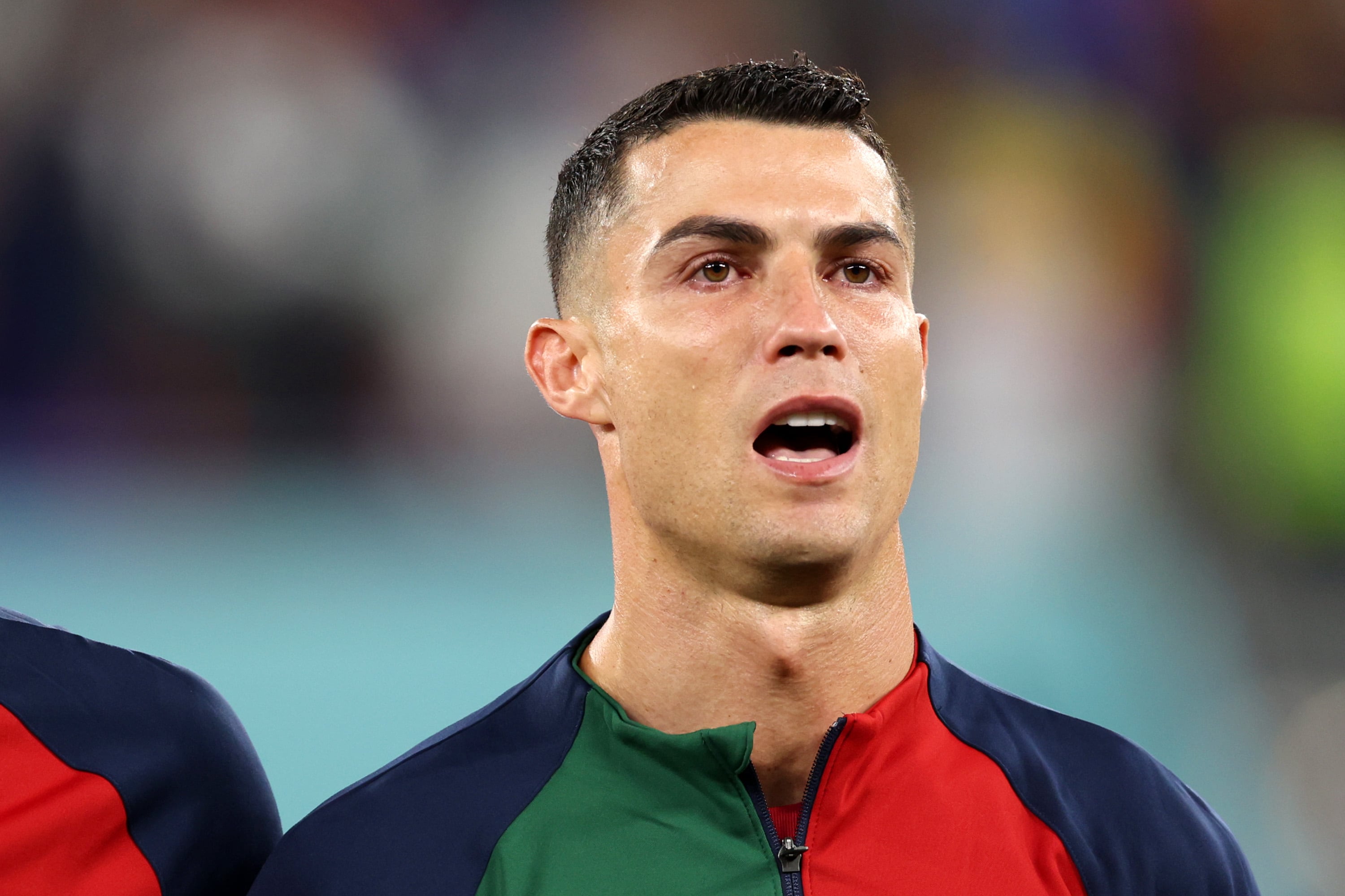 Cristiano Ronaldo se emocionado en el himno de Portugal