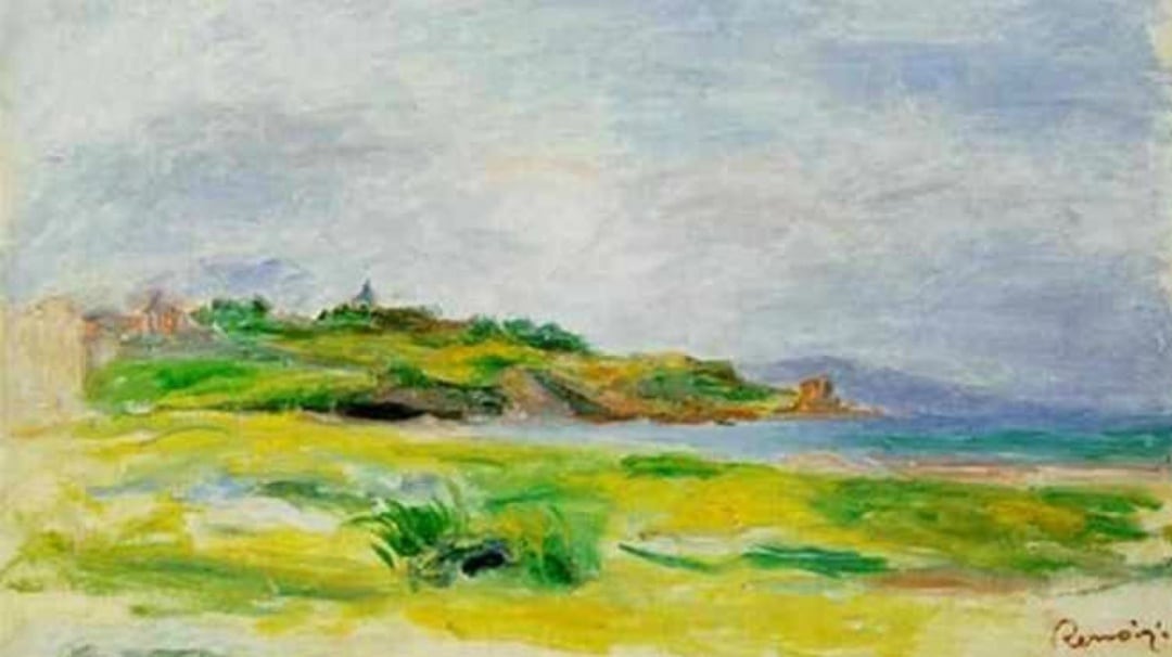 Golfe, mer, falaises mertes, firmada por Renoir en 1895