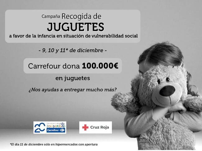 Carrefour y Cruz Roja se alían en una campaña de recogida de juguetes a favor de infancia en situación de vulnerabilidad social