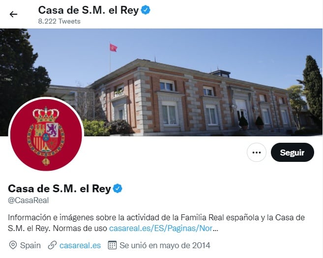 Cuenta oficial de Twitter de la Casa Real española.